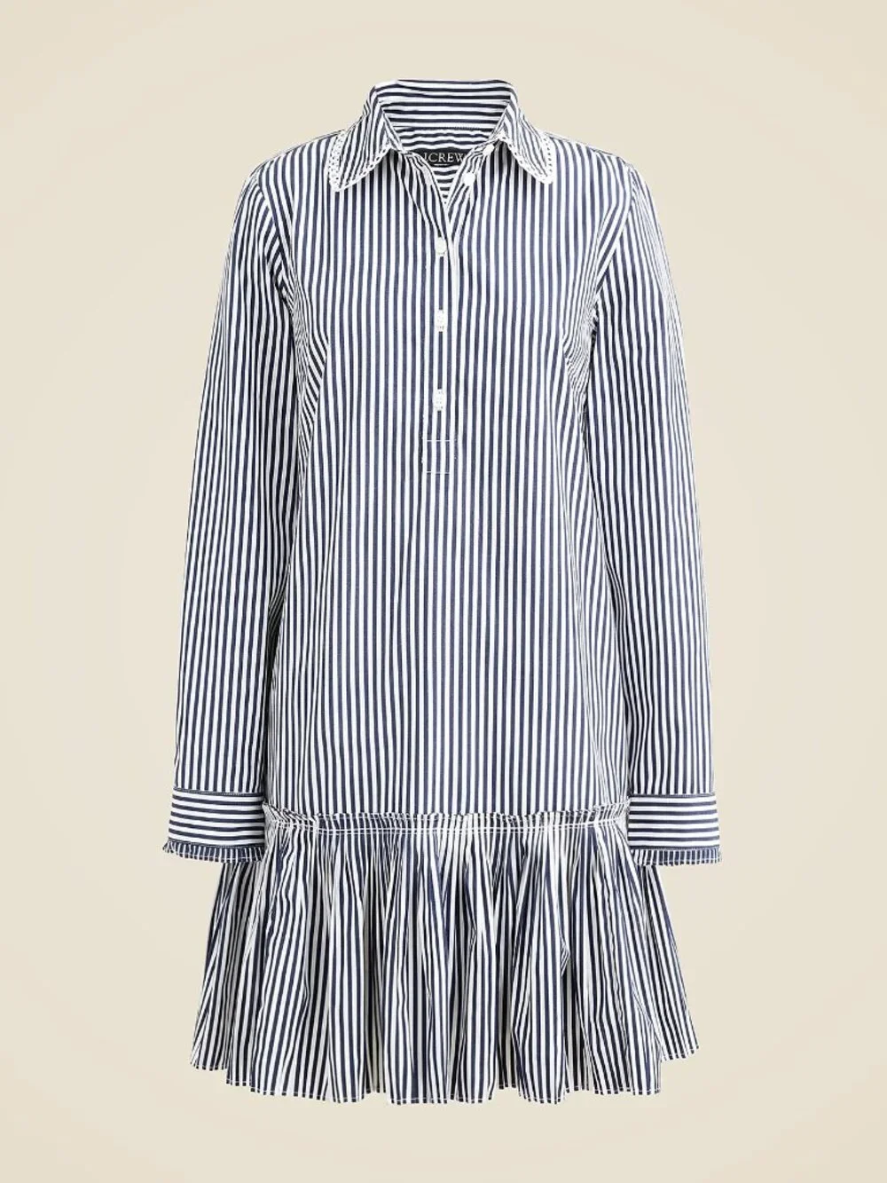 J.Crew Amelia long-sleeve shirt-dress in striped cotton poplin